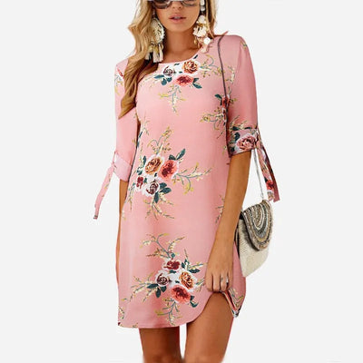 Floral Print Chiffon Beach Dress