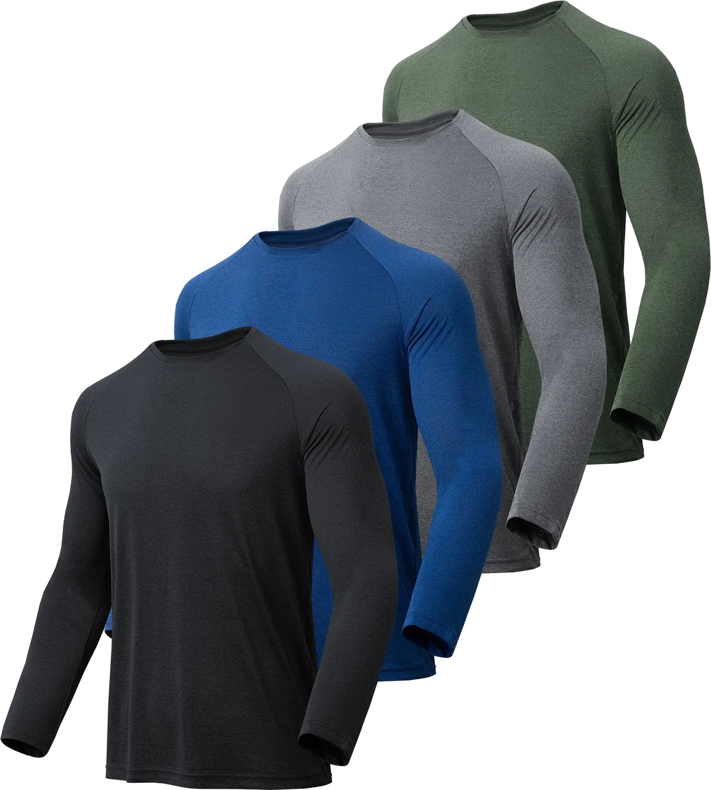 4-7 Pack Long Sleeve Shirts for Men Quick Dry Moisture Wicking Mens Long Sleeve Tee Shirts Workout T Shirts Small 7 Pack Black, Dark Grey, Navy, Light Grey, White, Red, Blue