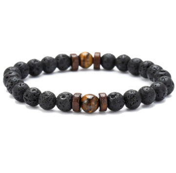 Personality Men's Black Volcanic Stone Bracelet