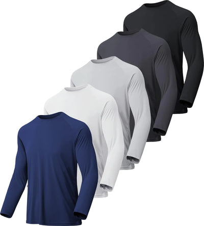 4-7 Pack Long Sleeve Shirts for Men Quick Dry Moisture Wicking Mens Long Sleeve Tee Shirts Workout T Shirts Small 7 Pack Black, Dark Grey, Navy, Light Grey, White, Red, Blue